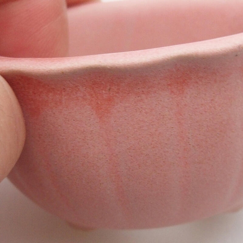 Bonsaischaal van keramiek 6 x 6 x 3,5 cm, roze