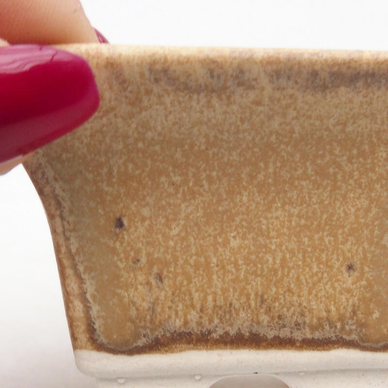 Bonsaischaaltje van keramiek 6 x 6 x 4 cm, kleur beige