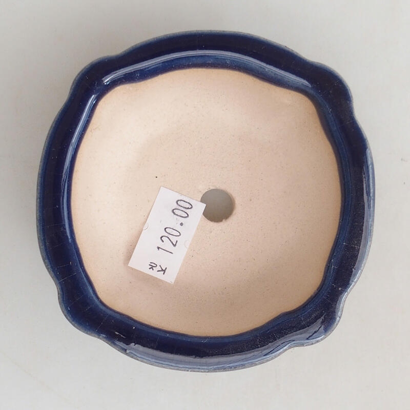 Bonsaischaal van keramiek 7,5 x 7,5 x 3 cm, kleur blauw
