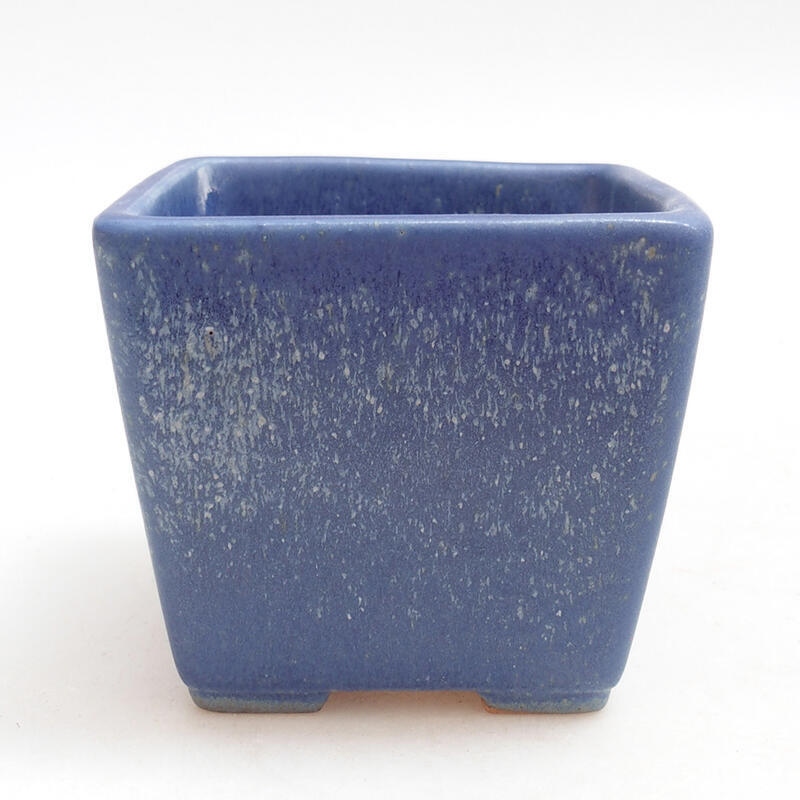 Bonsaischaal van keramiek 7,5 x 7,5 x 7 cm, kleur blauw
