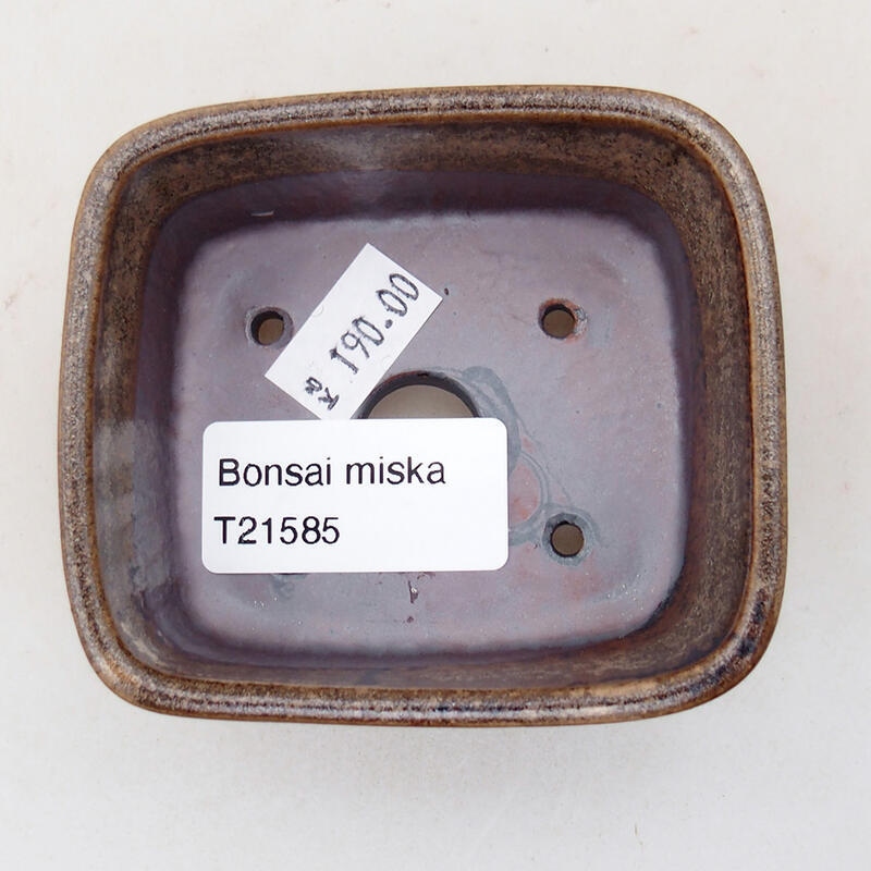Bonsaischaal van keramiek 7,5 x 7 x 3 cm, bruin
