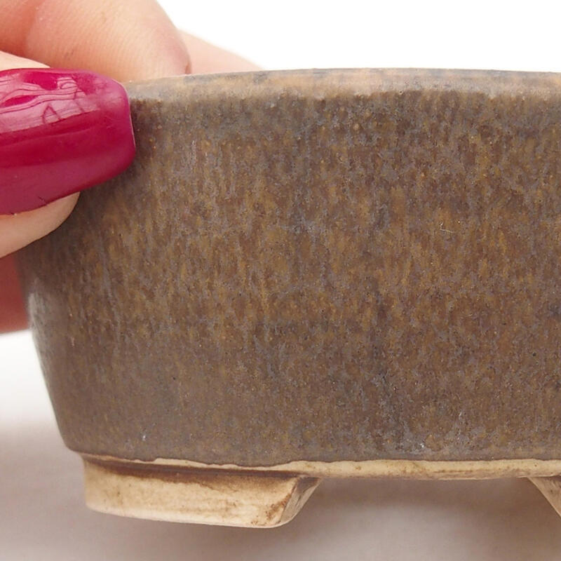 Bonsaischaal van keramiek 7,5 x 7 x 4 cm, bruin