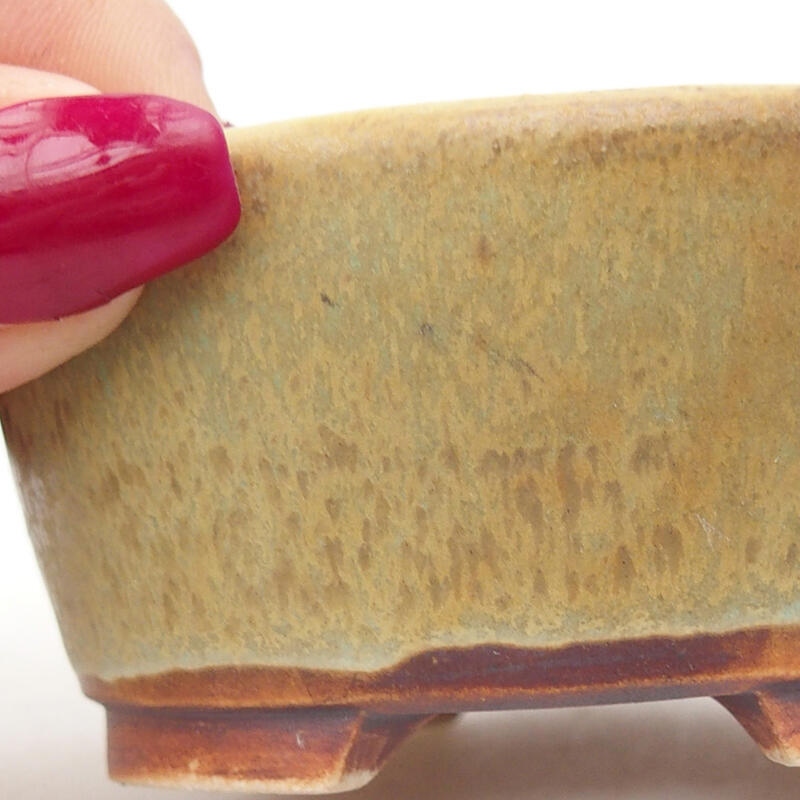 Bonsaischaal van keramiek 7,5 x 7 x 4 cm, groen