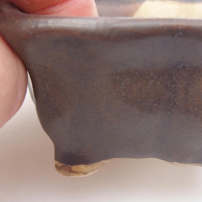 Bonsaischaal van keramiek 7 x 6,5 x 3,5 cm, bruin