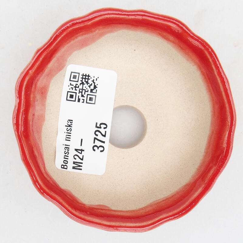 Bonsaischaal van keramiek 7 x 7 x 2,5 cm, kleur rood
