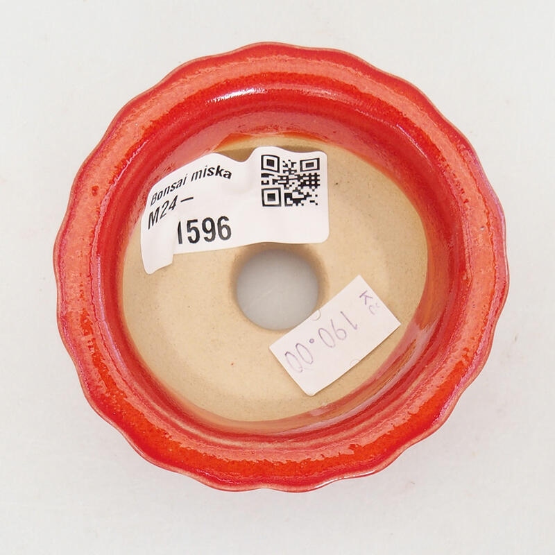 Bonsaischaal van keramiek 7 x 7 x 3,5 cm, kleur rood