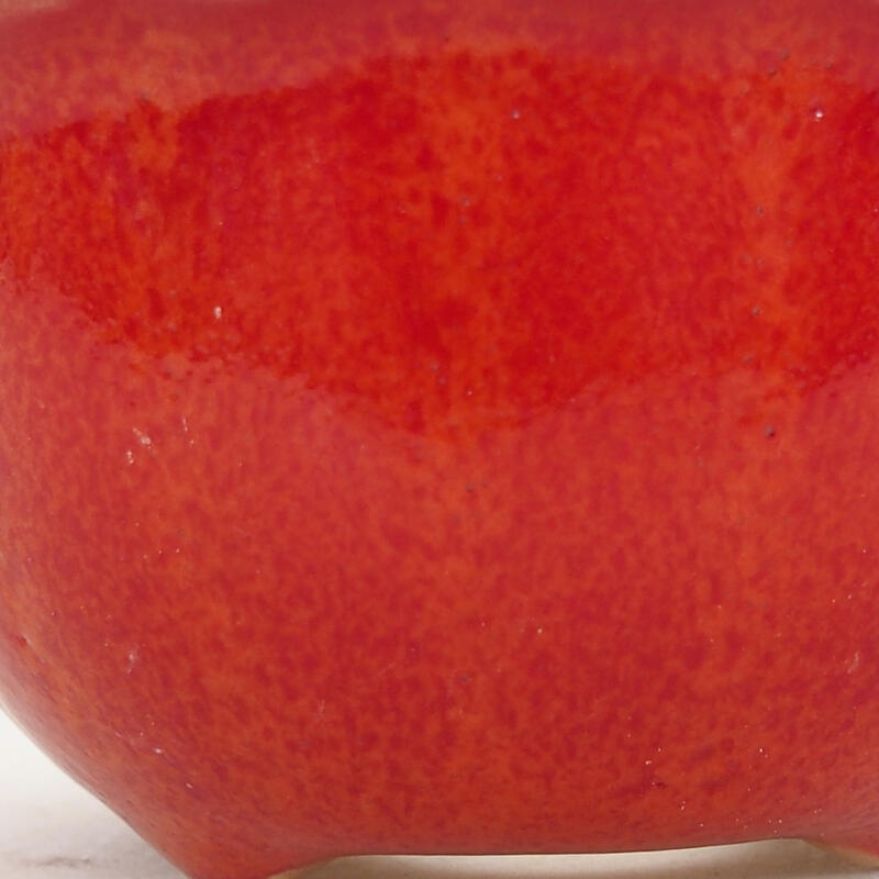 Bonsaischaal van keramiek 7 x 7 x 3,5 cm, kleur rood