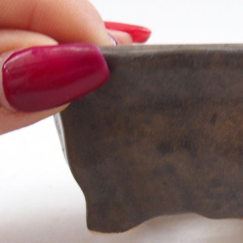 Bonsaischaal van keramiek 7 x 7 x 3,5 cm, bruin