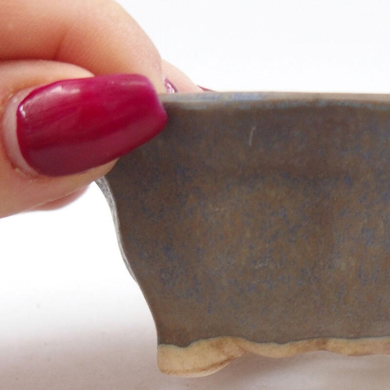 Bonsaischaal van keramiek 7 x 7 x 3,5 cm, kleur blauw