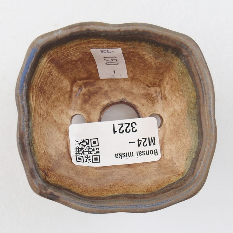 Bonsaischaal van keramiek 7 x 7 x 3,5 cm, kleur blauw
