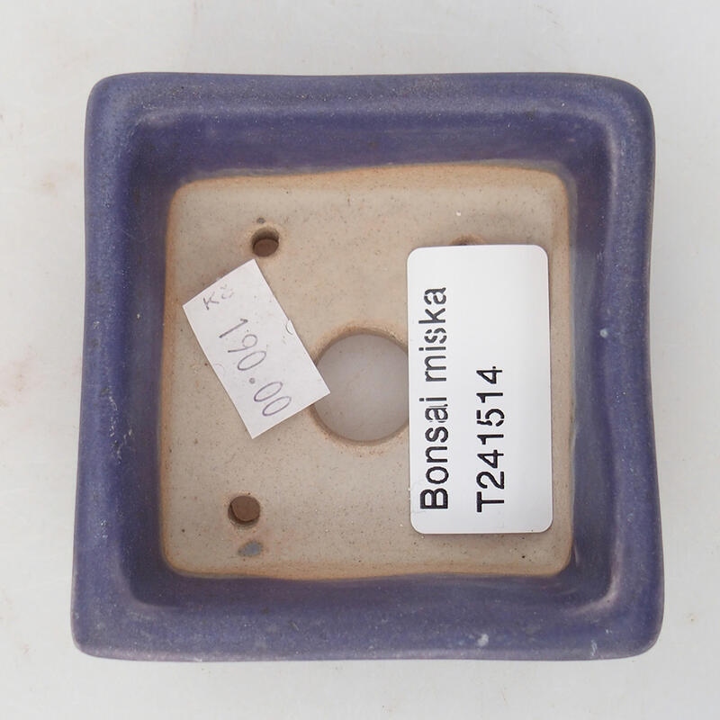 Bonsaischaal van keramiek 7 x 7 x 3 cm, kleur paars