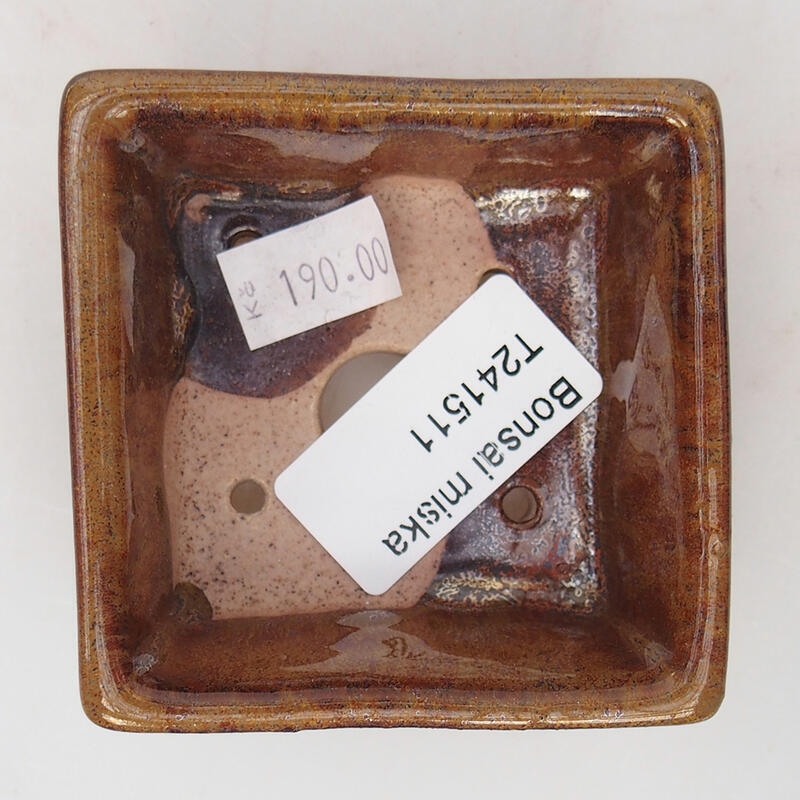 Bonsaischaal van keramiek 7 x 7 x 3 cm, bruin