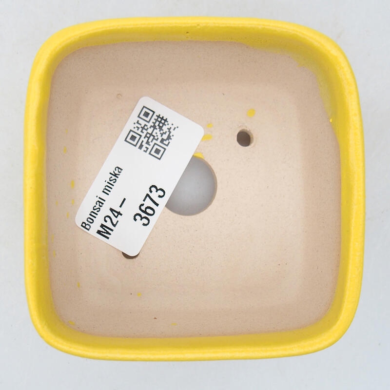 Bonsaischaal van keramiek 7 x 7 x 4 cm, geel