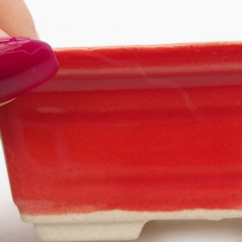 Bonsaischaal van keramiek 8,5 x 6 x 3,5 cm, kleur rood