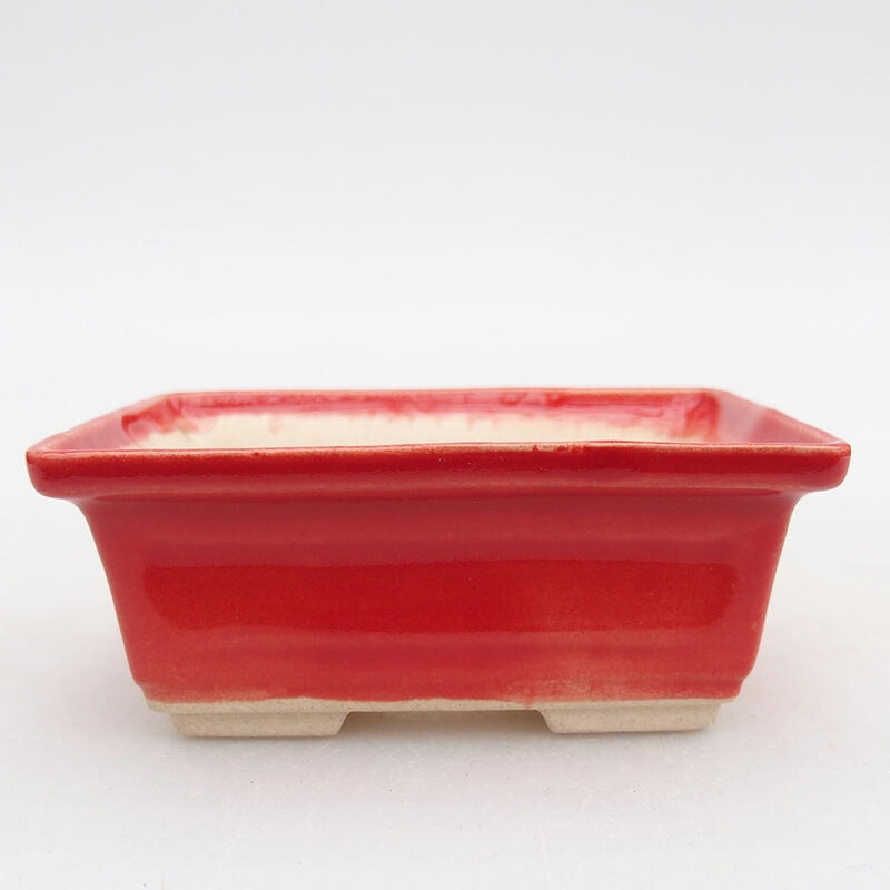Bonsaischaal van keramiek 8,5 x 6 x 3,5 cm, kleur rood