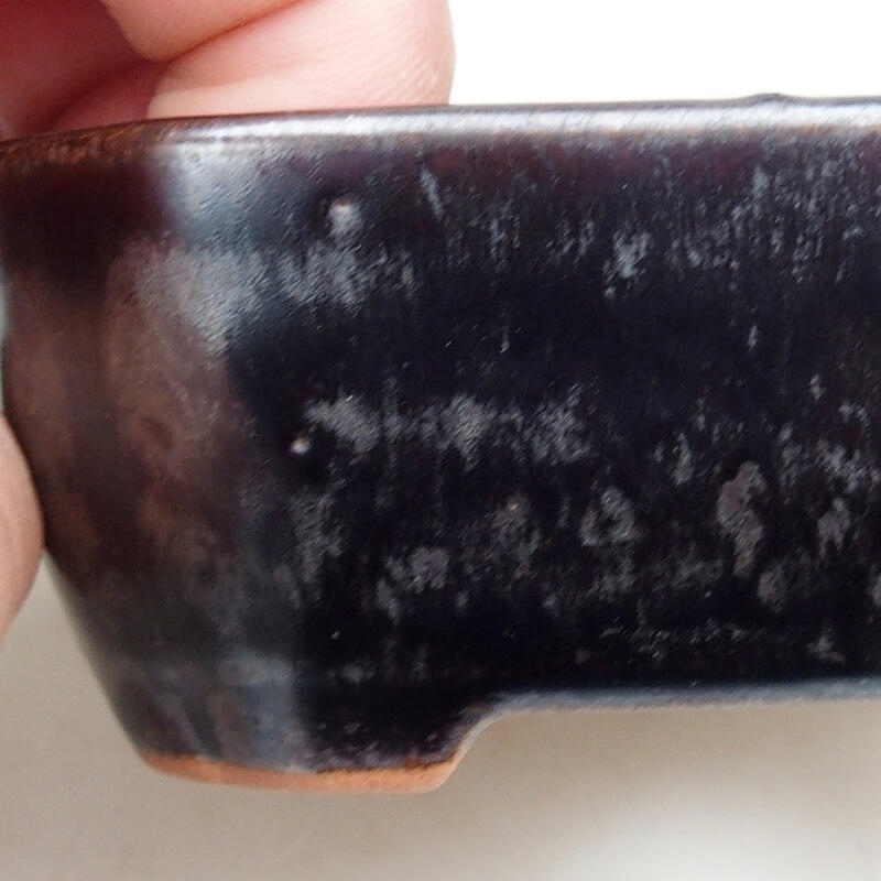 Bonsaischaal van keramiek 8,5 x 7 x 3,5 cm, metaalkleur