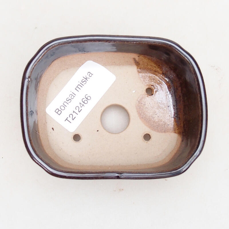 Bonsaischaal van keramiek 8,5 x 7 x 3,5 cm, metaalkleur