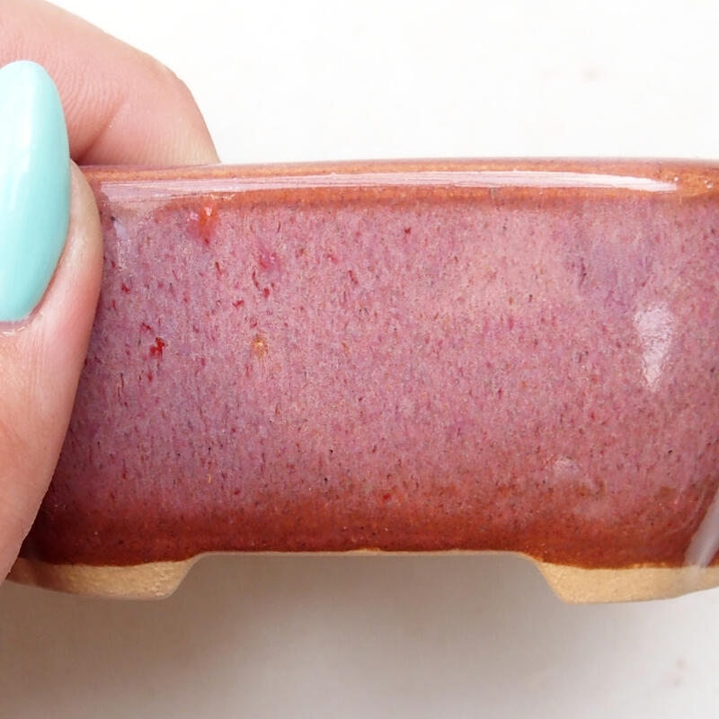 Bonsaischaal van keramiek 8,5 x 7 x 3,5 cm, roze-bruin