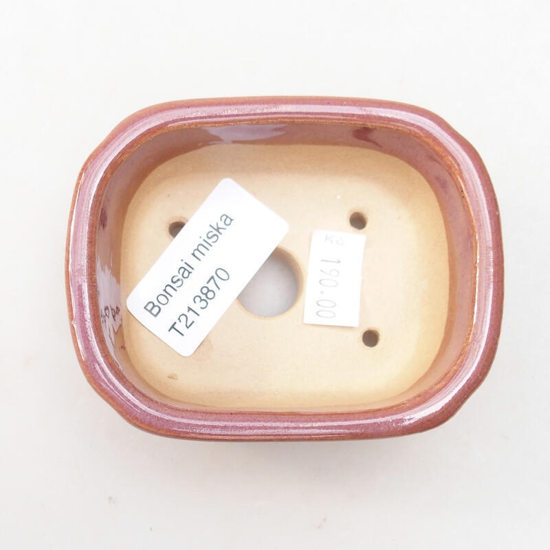 Bonsaischaal van keramiek 8,5 x 7 x 3,5 cm, roze-bruin
