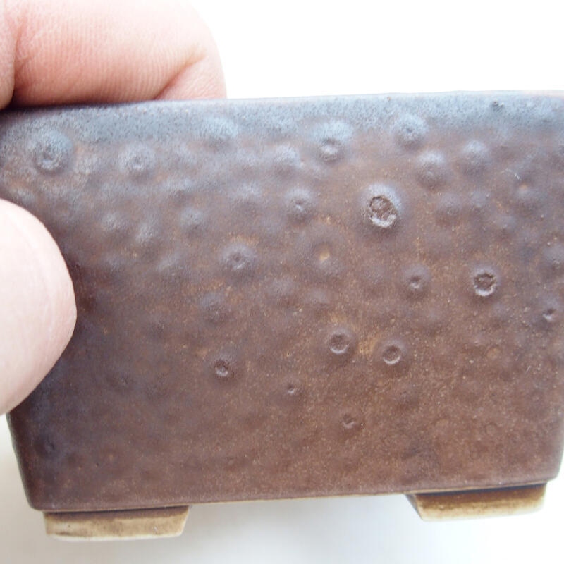 Bonsaischaal van keramiek 8,5 x 8,5 x 5,5 cm, bruin