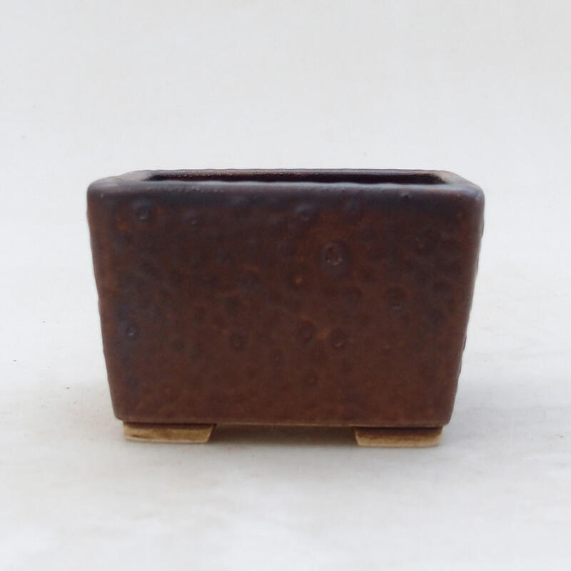 Bonsaischaal van keramiek 8,5 x 8,5 x 5,5 cm, bruin