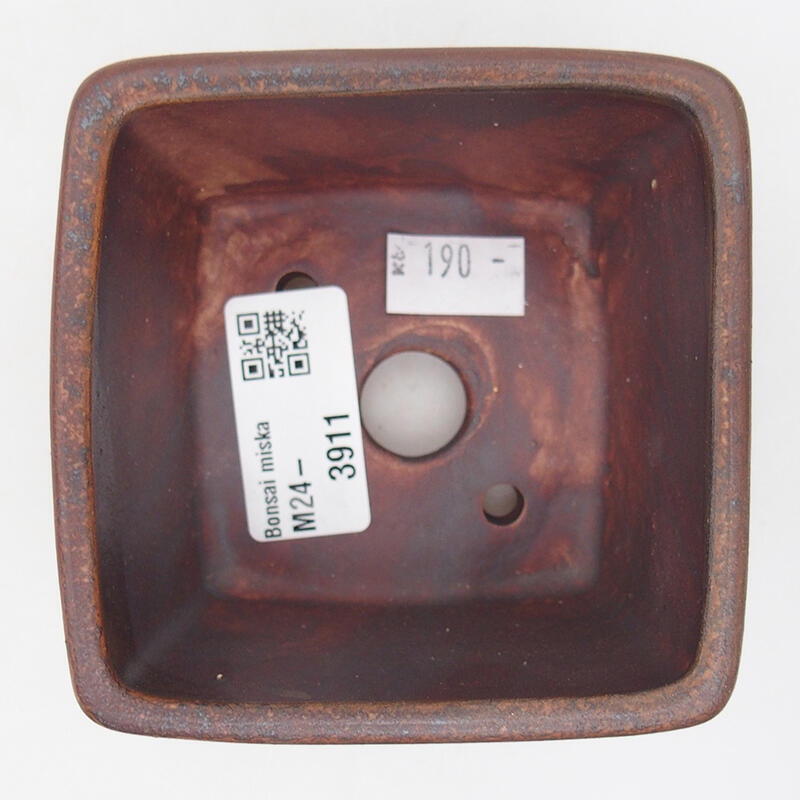 Bonsaischaal van keramiek 8,5 x 8,5 x 5,5 cm, bruin