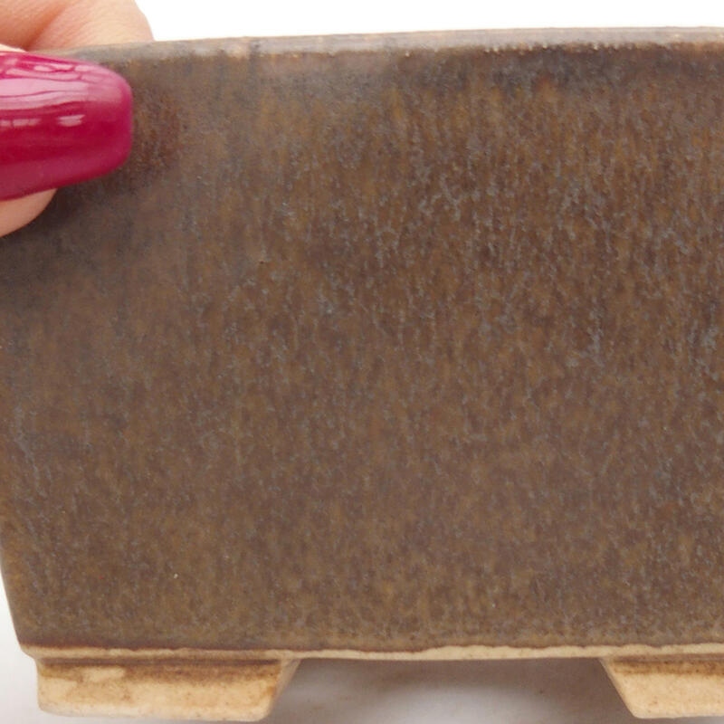 Bonsaischaal van keramiek 8,5 x 8,5 x 5,5 cm, bruin