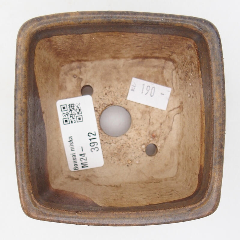 Bonsaischaal van keramiek 8,5 x 8,5 x 5,5 cm, bruin