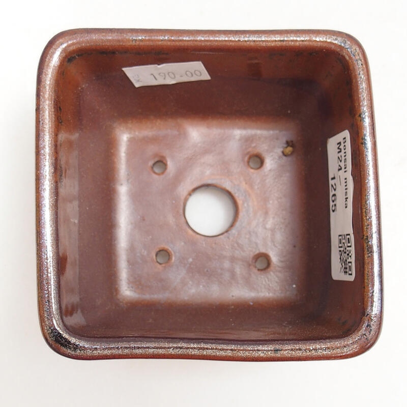 Bonsaischaal van keramiek 8,5 x 8,5 x 5,5 cm, bruin