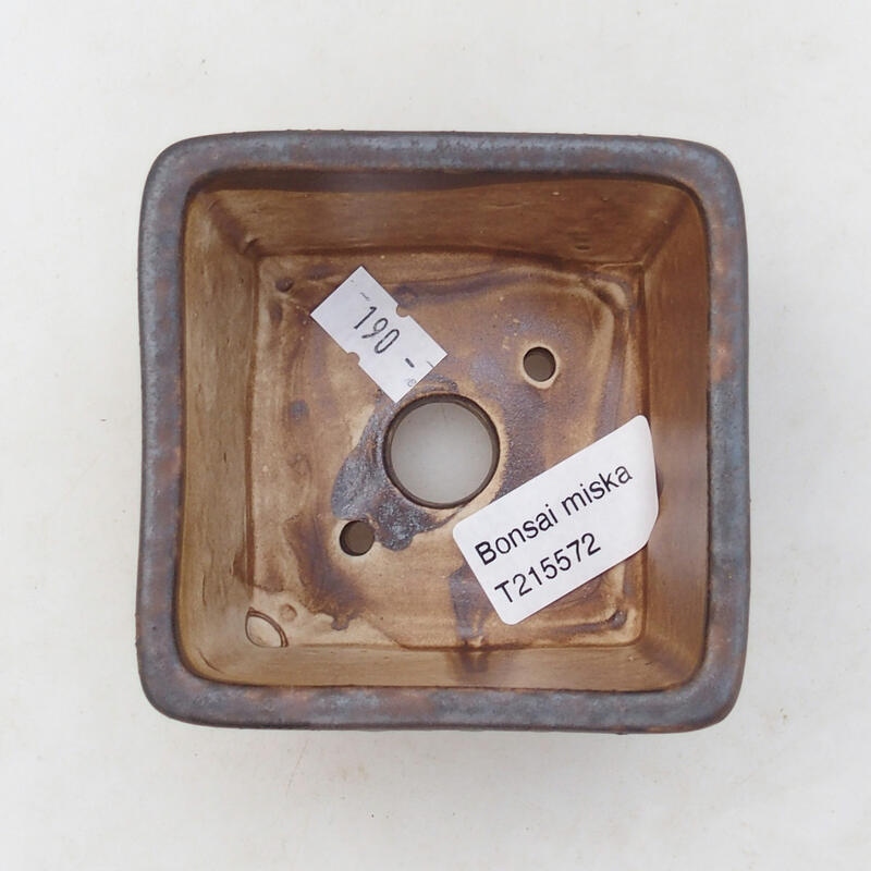 Bonsaischaal van keramiek 8,5 x 8,5 x 5,5 cm, bruin
