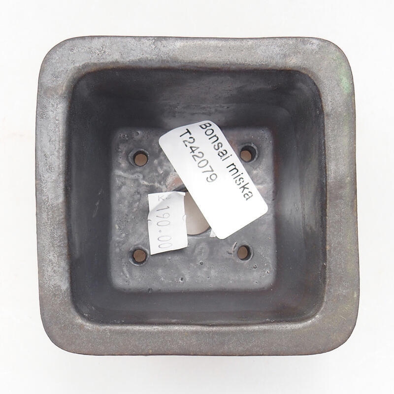 Bonsaischaal van keramiek 8,5 x 8,5 x 5,5 cm, metaalkleur