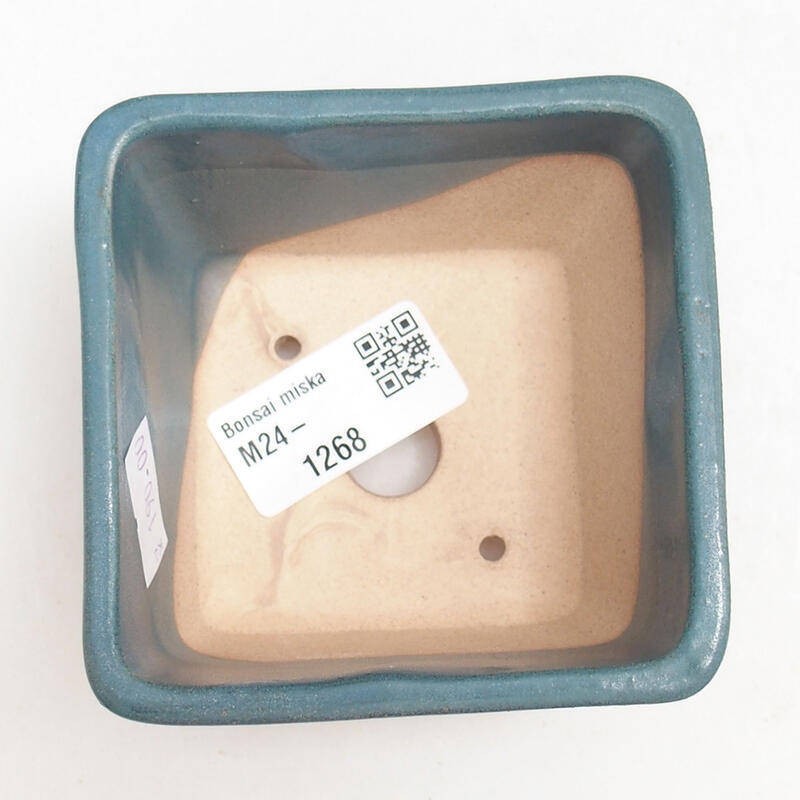 Bonsaischaal van keramiek 8,5 x 8,5 x 5,5 cm, kleur blauw