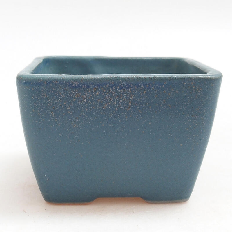 Bonsaischaal van keramiek 8,5 x 8,5 x 5,5 cm, kleur blauw