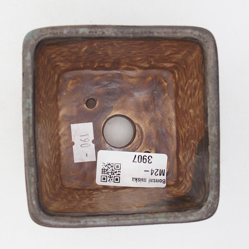 Bonsaischaal van keramiek 8,5 x 8,5 x 5,5 cm, kleur blauw