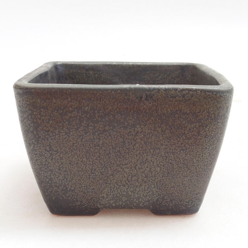 Bonsaischaal van keramiek 8,5 x 8,5 x 5,5 cm, grijs