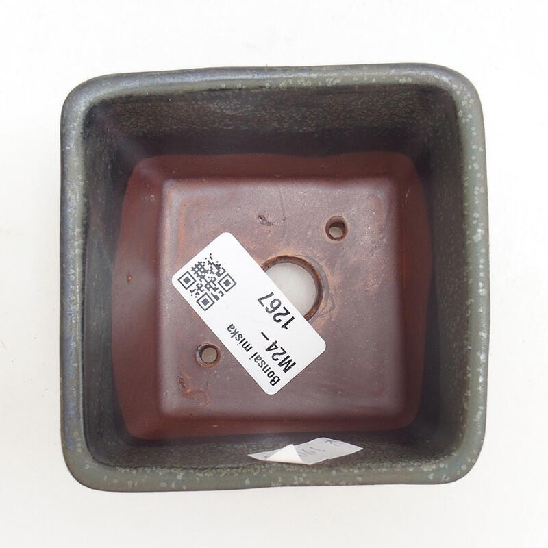 Bonsaischaal van keramiek 8,5 x 8,5 x 5,5 cm, grijs