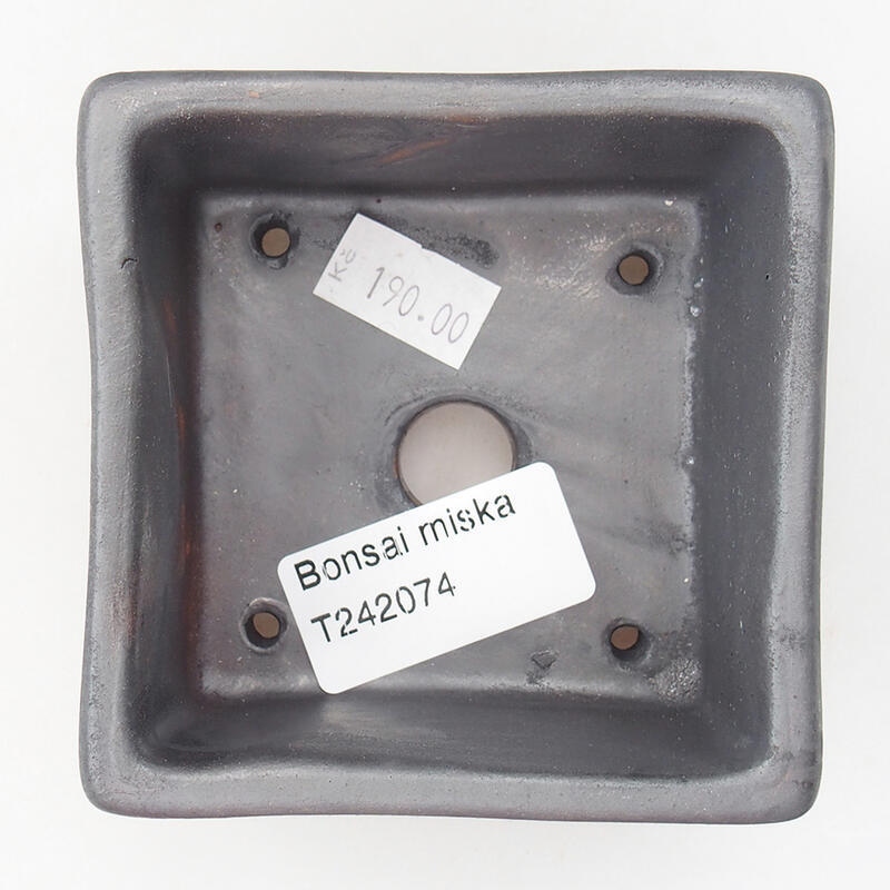 Bonsaischaal van keramiek 8,5 x 8,5 x 5 cm, grijs