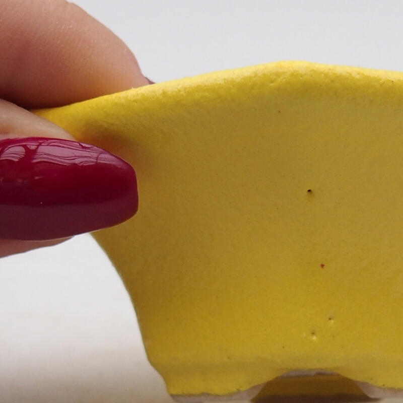 Bonsaischaal van keramiek 8 x 7,5 x 3 cm, geel