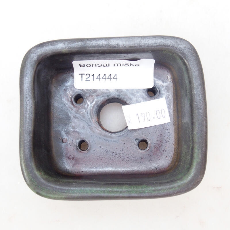 Bonsaischaal van keramiek 8 x 7 x 3,5 cm, metaalkleur