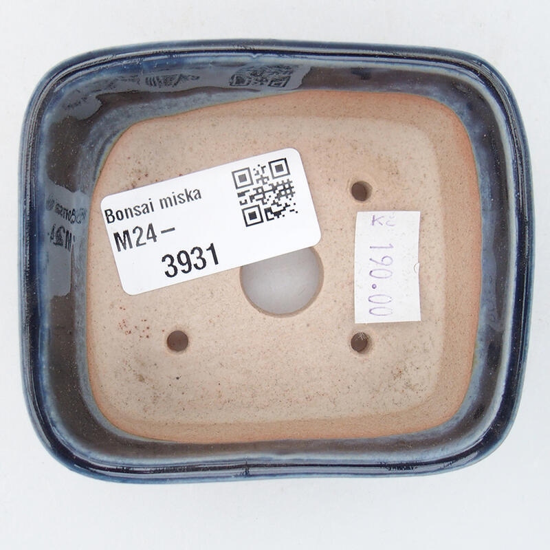 Bonsaischaal van keramiek 8 x 7 x 3 cm, kleur blauw