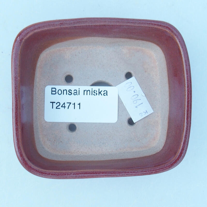 Bonsaischaal van keramiek 8 x 7 x 3 cm, roze