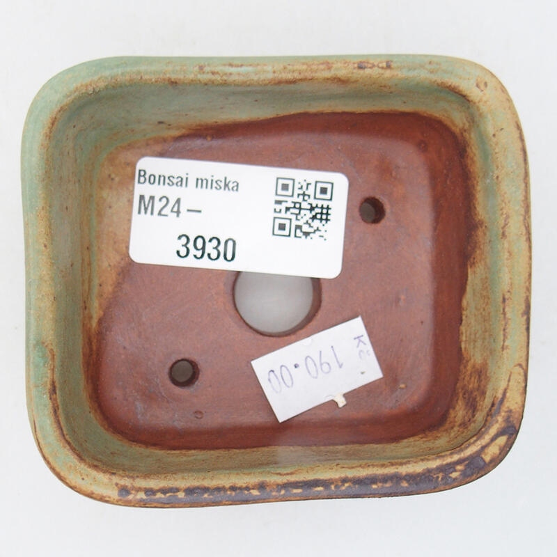 Bonsaischaal van keramiek 8 x 7 x 3 cm, groen