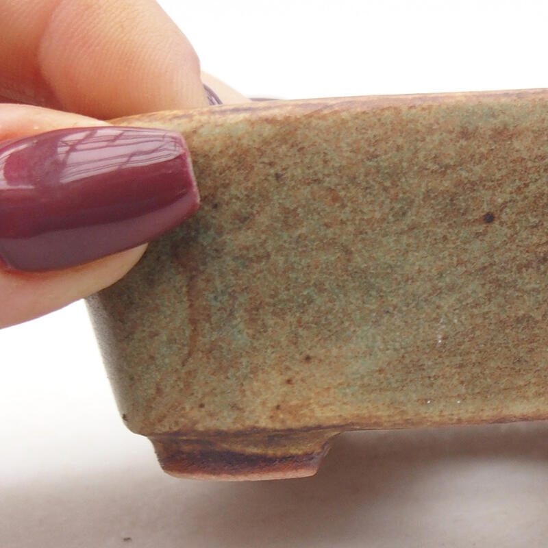 Bonsaischaal van keramiek 8 x 7 x 3 cm, groen