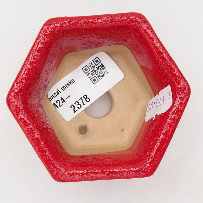 Bonsaischaal van keramiek 8 x 7 x 4 cm, kleur rood