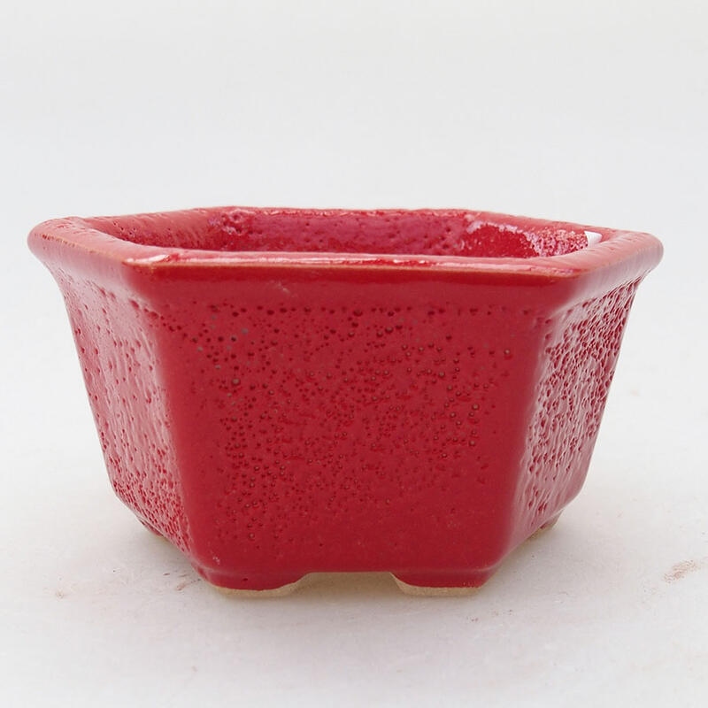 Bonsaischaal van keramiek 8 x 7 x 4 cm, kleur rood