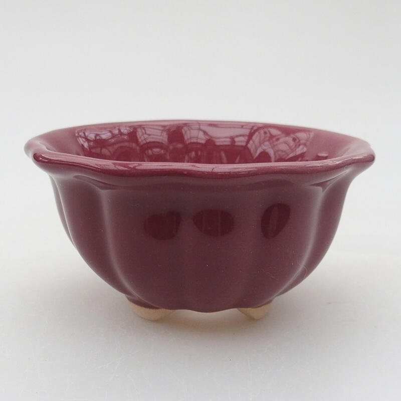 Bonsaischaal van keramiek 8 x 8 x 4 cm, kleur paars