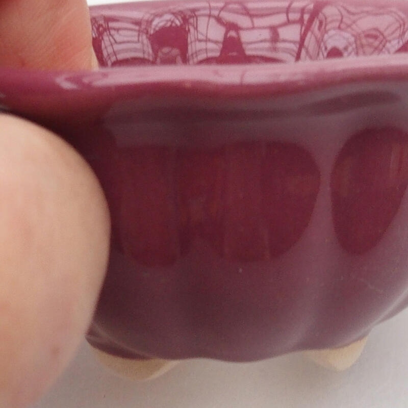 Bonsaischaal van keramiek 8 x 8 x 4 cm, kleur paars