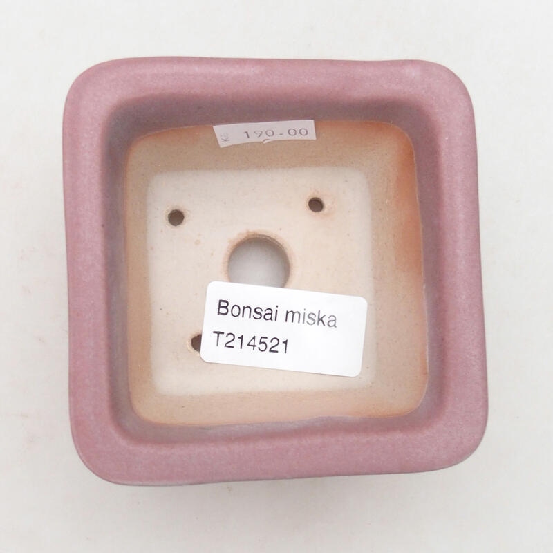 Bonsaischaal van keramiek 8 x 8 x 5,5 cm, roze