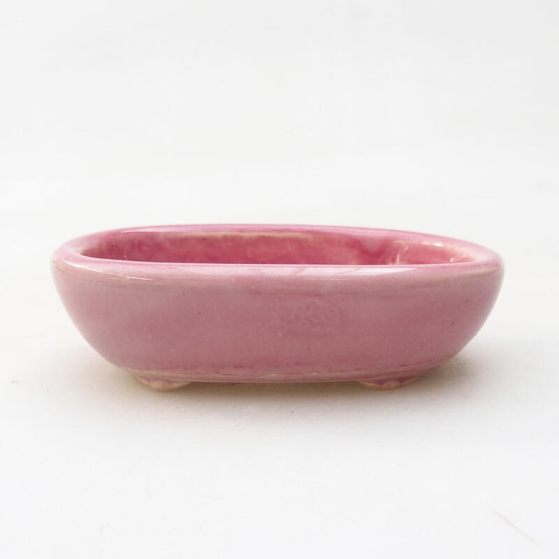 Bonsaischaal van keramiek 9,5 x 6,5 x 3 cm, roze