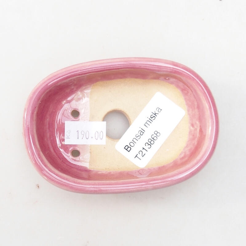 Bonsaischaal van keramiek 9,5 x 6,5 x 3 cm, roze